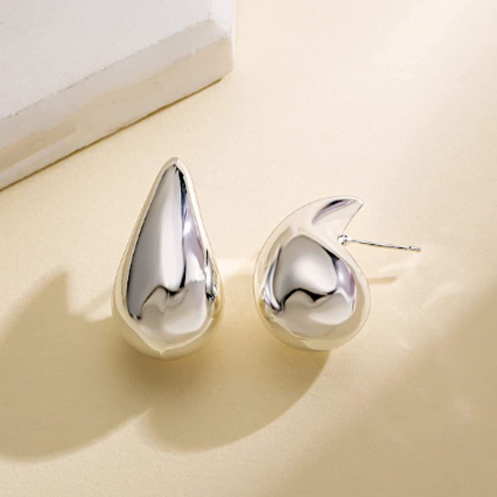 NEW ~ Anthropologie Amber Sceats "Lila" Oversized Silver Droplet Earrings